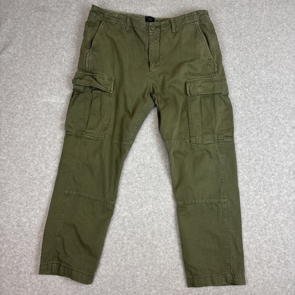 J Crew Cargo Pants Mens 34x27 Army Green 770 Military Straight Fit